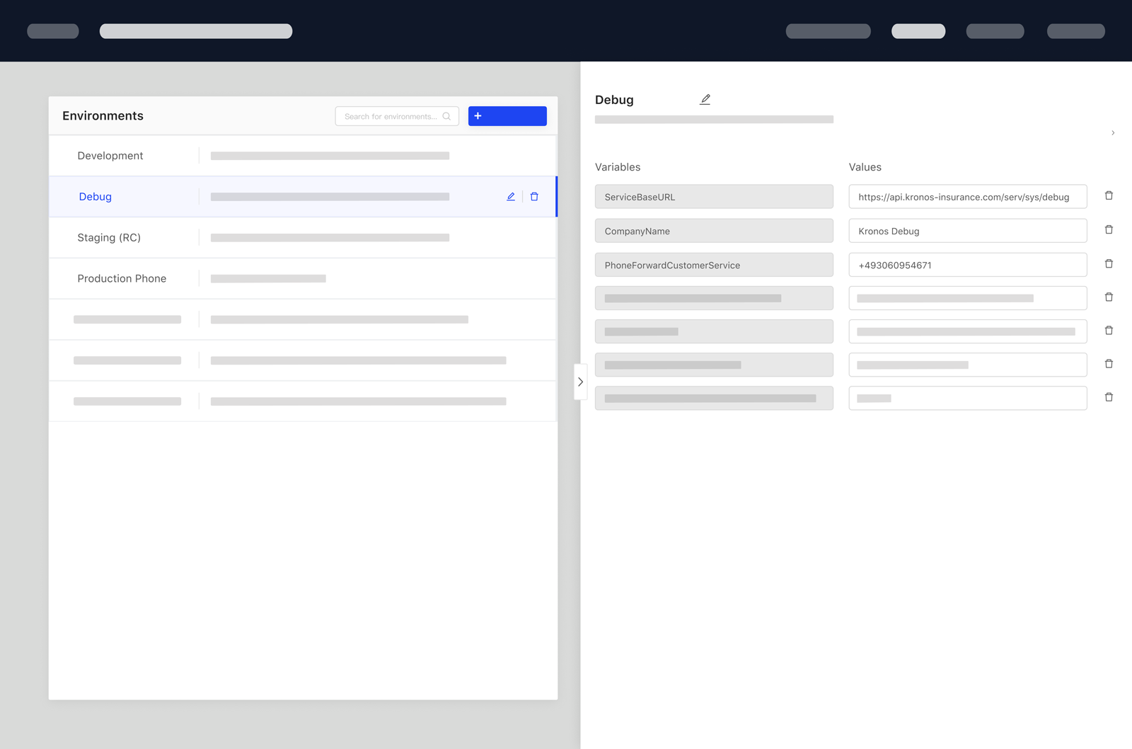 Environments Variables Stages Development Debug